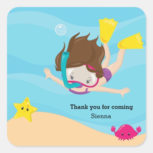 Snorkeling Vierkante Sticker (Voorkant)