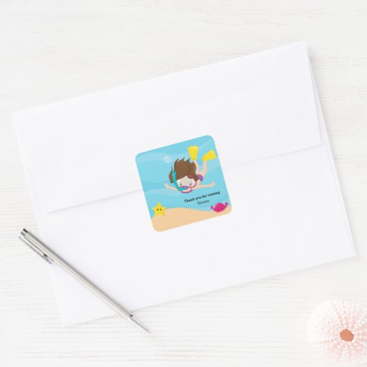 Snorkeling Vierkante Sticker (Envelop)