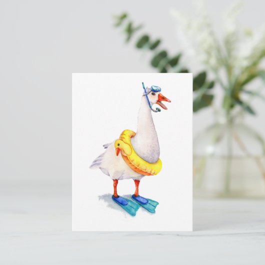 Snorkeling White Goose Briefkaart (Staand voorkant)