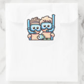 Snorkelvrienden Ronde Sticker (Tas)