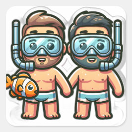 Snorkelvrienden Vierkante Sticker