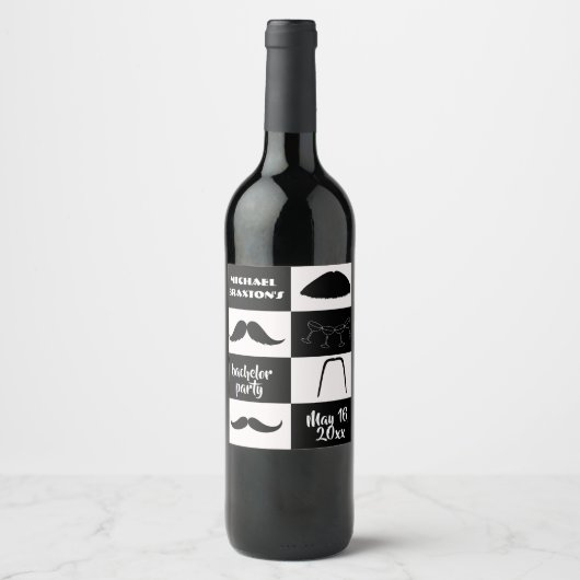 Snorren Zwart-wit vrijgezellenfeest Wijn Etiket (Voorkant)