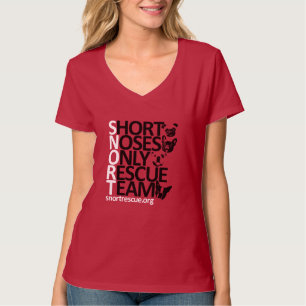 SNORT Verticaal korte hoes V Hals T-shirt "Rood"