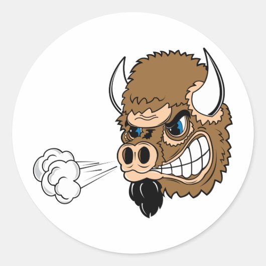 Snorting Bull Ronde Sticker (Voorkant)