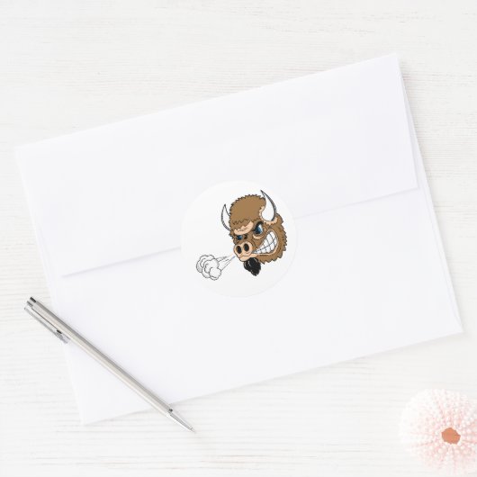 Snorting Bull Ronde Sticker (Envelop)
