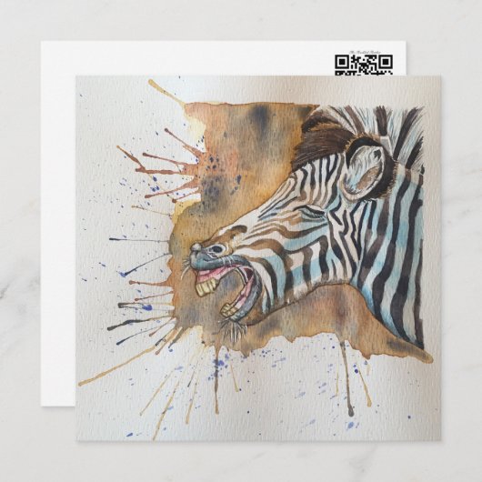 Snorting Zebra Briefkaart Stijl Notecard (Voorkant / Achterkant)
