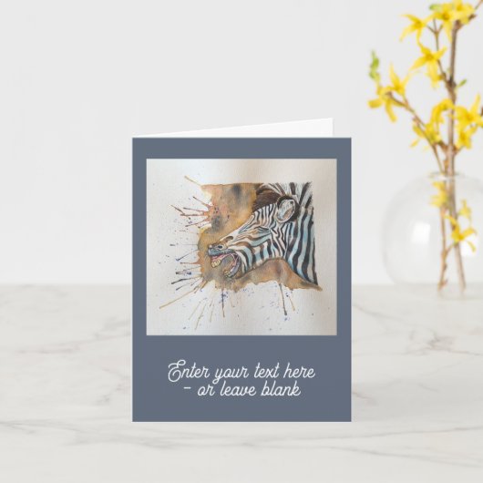  Snorting Zebra Groeten Kaart (Gele Bloem)