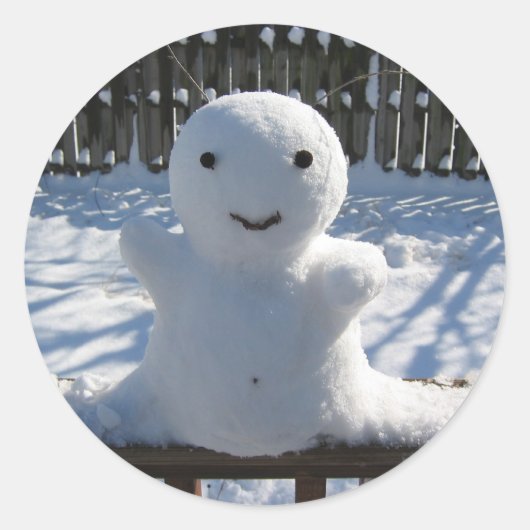 Snow Alien Ronde Sticker (Voorkant)
