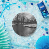 Snow Along James River Grayscale Papieren Bordje (Feest)