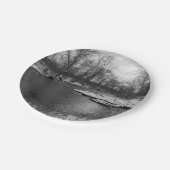 Snow Along James River Grayscale Papieren Bordje (Gekanteld)