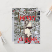 Snow and Poinsettias Photos Merry Christmas  Kaart (Voorkant / Achterkant in situ)