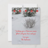 Snow and Poinsettias Photos Merry Christmas  Kaart (Achterkant)