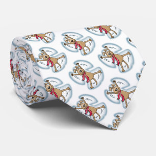 Snow Angel Dog Cute Kerstfeestdag Funny Stropdas