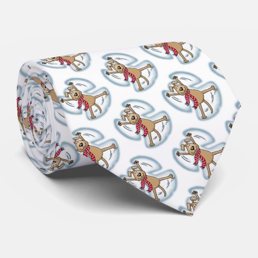 Snow Angel Dog Cute Kerstfeestdag Funny Stropdas (Opgerold)