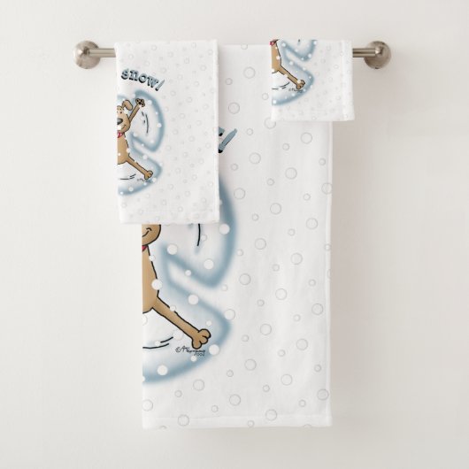 Snow Angel Dog Fun Cute Kerstfeestdag Funny Bad Handdoek (Insitu)