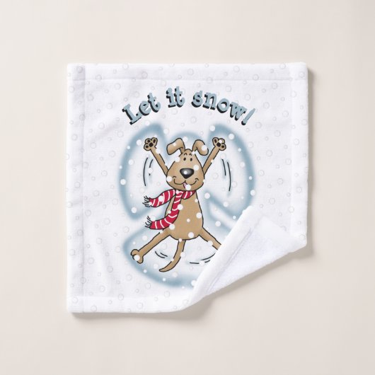 Snow Angel Dog Fun Cute Kerstfeestdag Funny Bad Handdoek (Wasdoekje)