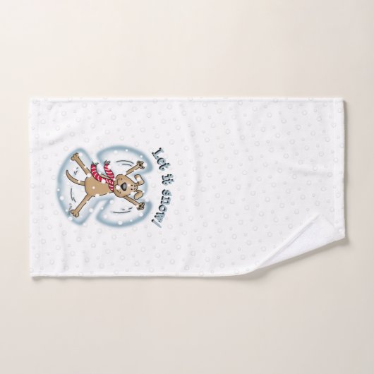Snow Angel Dog Fun Cute Kerstfeestdag Funny Bad Handdoek (Handdoek)