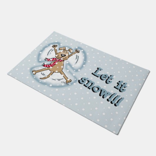 Snow Angel Dog Fun Cute Kerstfeestdag Funny Deurmat (Schuin)