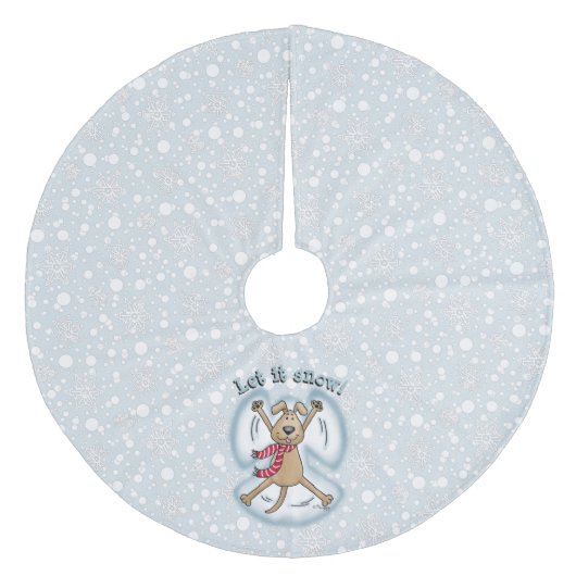 Snow Angel Dog Fun Cute Kerstfeestdag Funny Fleece Kerstboom Rok (Voorkant)