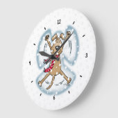 Snow Angel Dog Fun Cute Kerstfeestdag Funny Grote Klok (Hoek)