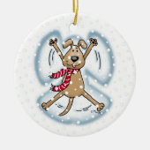 Snow Angel Dog Fun Cute Kerstfeestdag Funny Keramisch Ornament (Voorkant)
