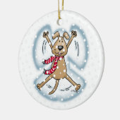 Snow Angel Dog Fun Cute Kerstfeestdag Funny Keramisch Ornament (Links)