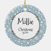 Snow Angel Dog Fun Cute Kerstfeestdag Funny Keramisch Ornament (Achterkant)