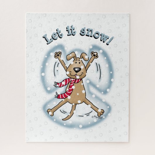 Snow Angel Dog Fun Cute Kerstfeestdag Funny Legpuzzel (Verticaal)