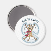 Snow Angel Dog Fun Cute Kerstfeestdag Funny Magneet (Voorkant / Achterkant)