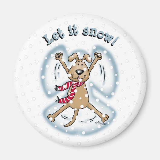 Snow Angel Dog Fun Cute Kerstfeestdag Funny Magneet (Voorkant)
