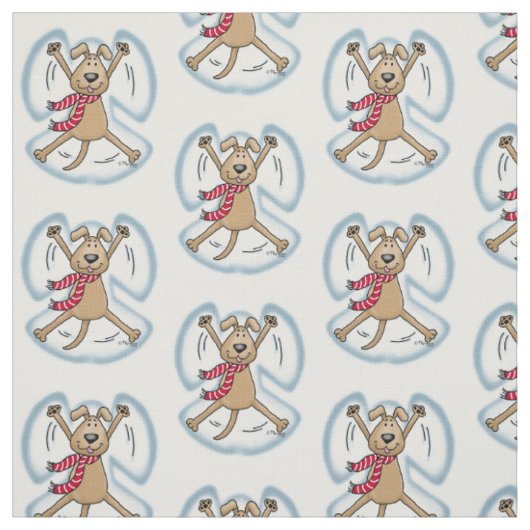 Snow Angel Dog Fun Cute Kerstfeestdag Funny Stof (Swatch)