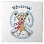 Snow Angel Dog Fun Cute Kerstfeestdag Funny Tegeltje (Voorkant)