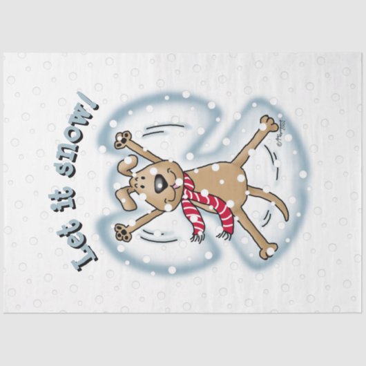 Snow Angel Dog Fun Cute Kerstfeestdag Funny Tissuepapier (Voorkant)