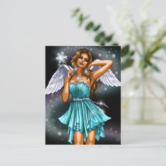 Snow Angel Fairy Briefkaart (Staand voorkant)