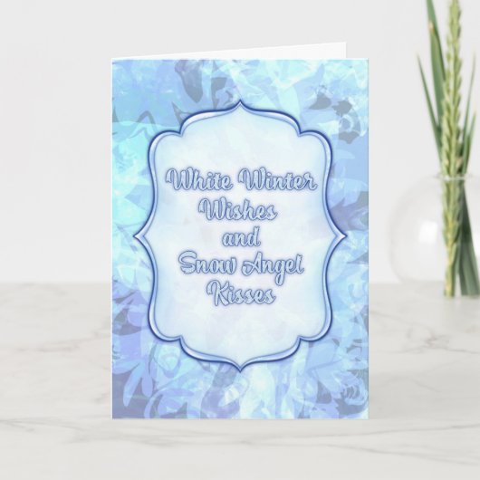 Snow Angel Kisses – Whimsical Winter Greeting Card Kaart (Voorkant)