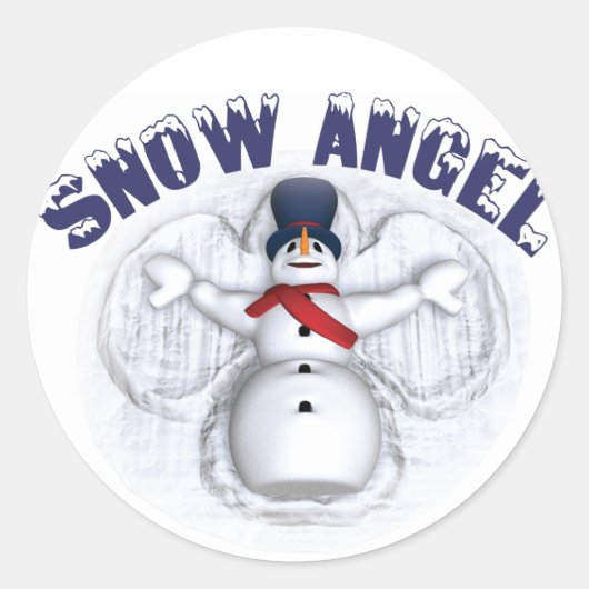 Snow Angel Ronde Sticker (Voorkant)
