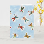 Snow Angel Winter Christmas Waterverf Kaart (Gele Bloem)