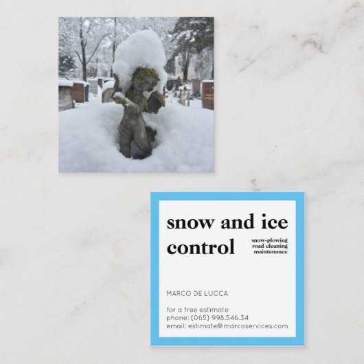 Snow Angel Winter Services Vierkante Visitekaartje (Voorkant / Achterkant)
