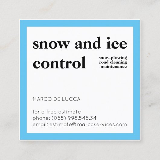 Snow Angel Winter Services Vierkante Visitekaartje (Achterkant)