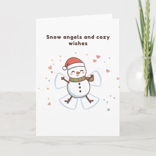 Snow Angels and Cozy Wishes Cute Puchi Dōshi card Kaart (Voorkant)