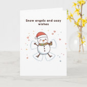 Snow Angels and Cozy Wishes Cute Puchi Dōshi card Kaart (Gele Bloem)
