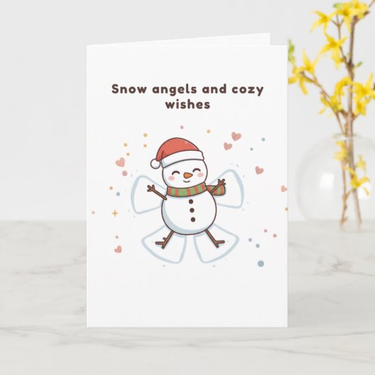 Snow Angels and Cozy Wishes Cute Puchi Dōshi card Kaart (Gele Bloem)