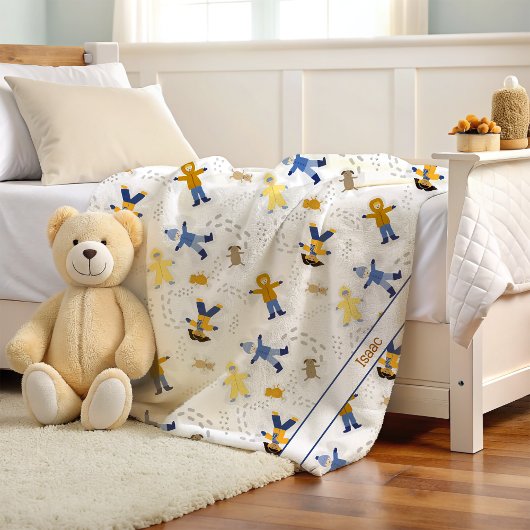 Snow Angels kinderen en huisdieren / met naam Fleece Deken