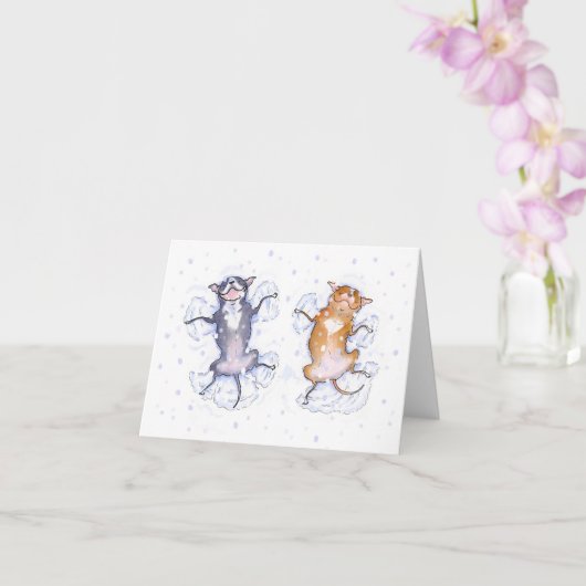 Snow Angels pitbull vakantiekaart Kaart (Orchidee)