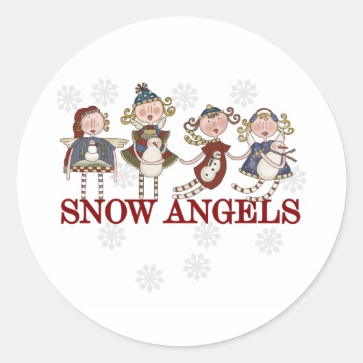 Snow Angels Ronde Sticker (Voorkant)