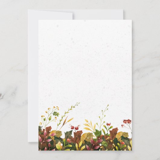 Snow Autumn Floral Baby shower Kaart (Achterkant)