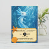 Snow Axolotl in Ice Kingdom Birthday Kaart (Staand voorkant)