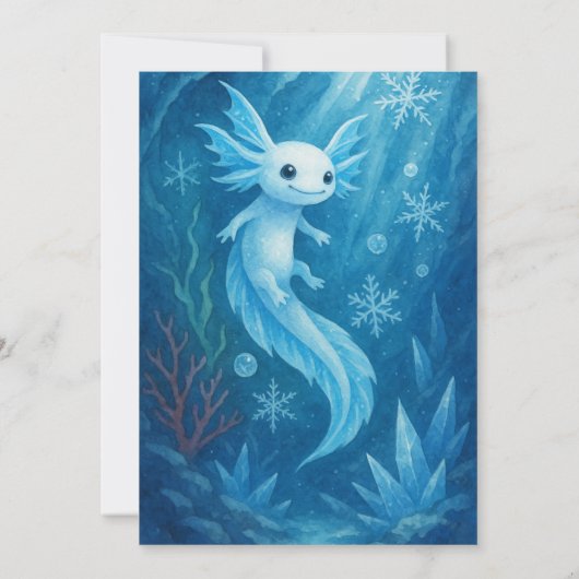 Snow Axolotl in Ice Kingdom Birthday Kaart (Achterkant)