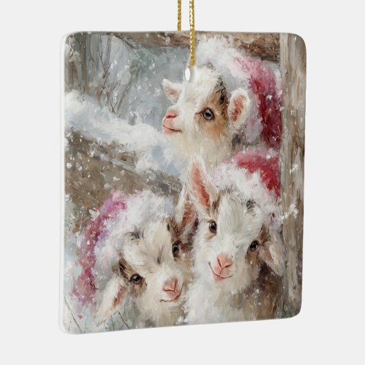 Snow Babies Christmas Goats 10 - YOUR PHOTO Keramisch Ornament (Rechts)