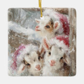 Snow Babies Christmas Goats 10 - YOUR PHOTO Keramisch Ornament (Voorkant)